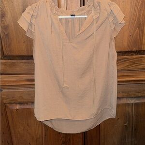 SHEIN Tan Ruffle Sleeve Blouse